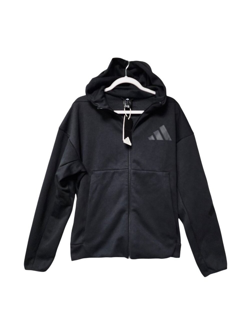 Adidas Black Full-Zip Hoodie Fit Size Small Lightweight Mens Activewear Jacket